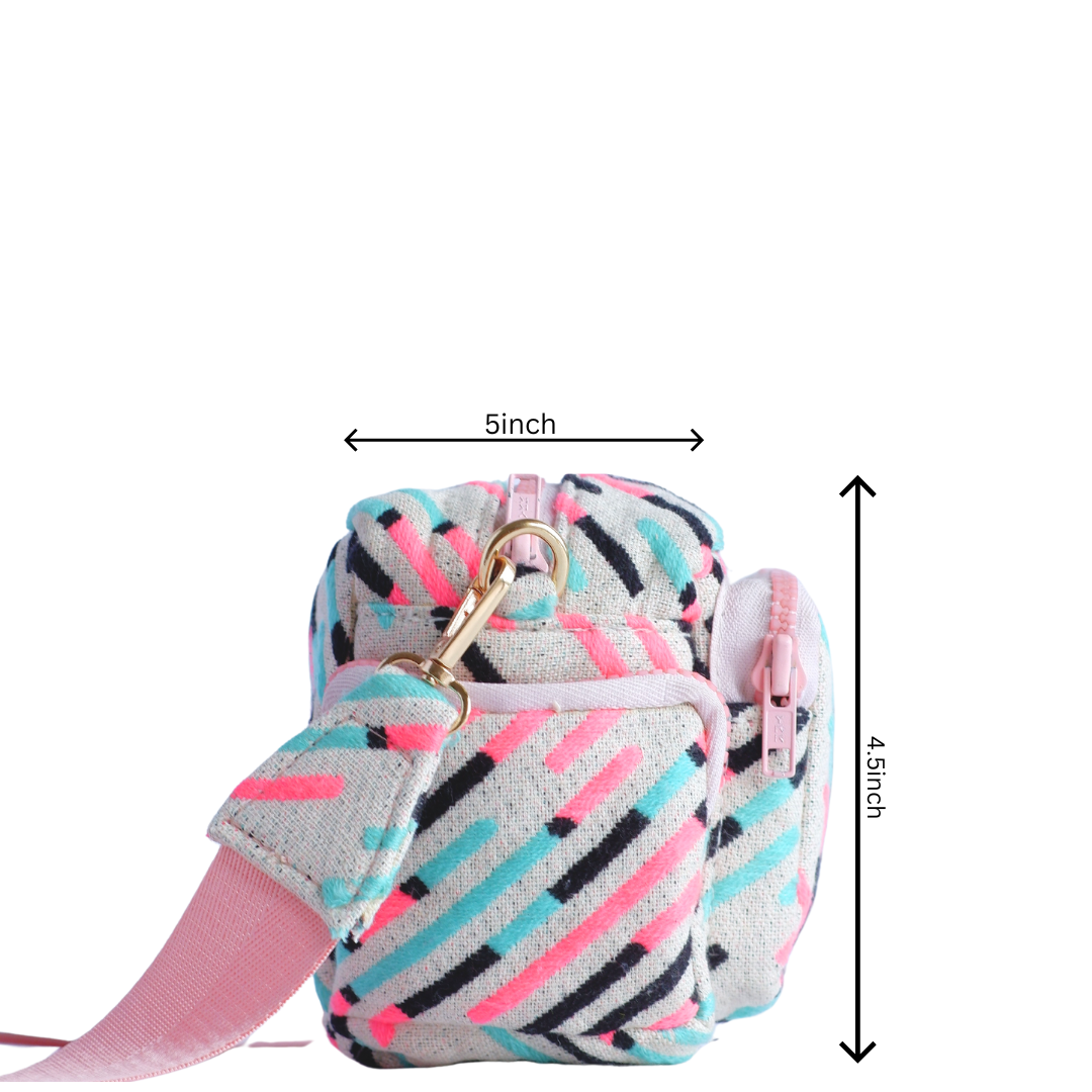 Bubblegum Pink Multi Pocket Sling Bag