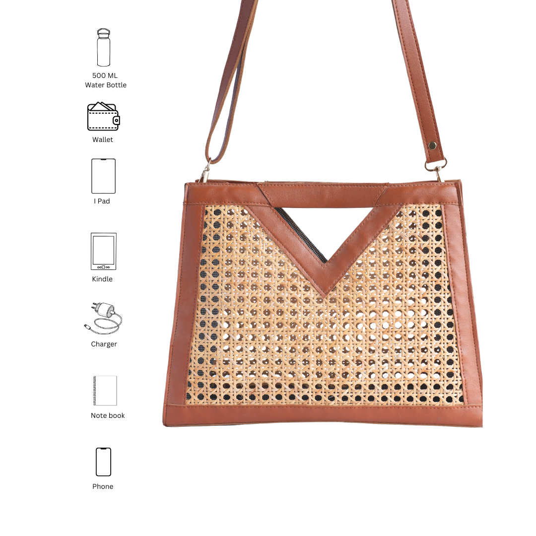 Rattan Weave Tan Sling/ Tote