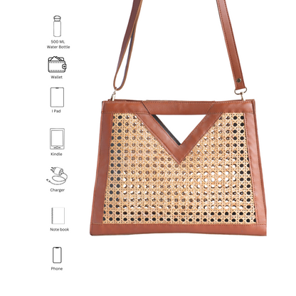 Rattan Weave Tan Sling/ Tote