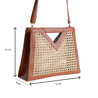 Rattan Weave Tan Sling/ Tote