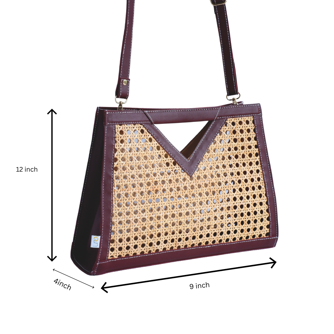 Rattan Weave Sling/ Tote - Vintage Merlot