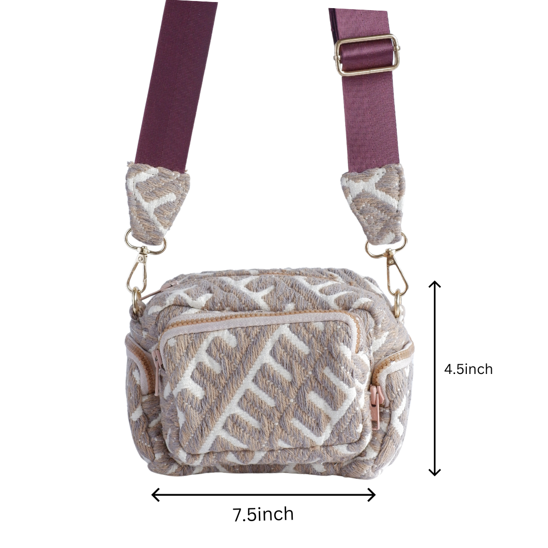 Almond Cream Multi Pocket Sling Bag