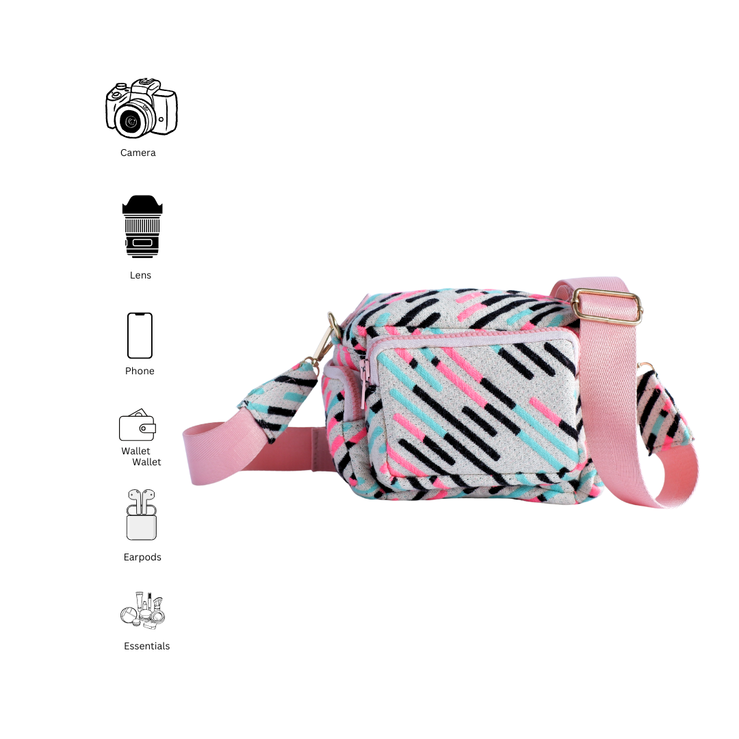 Bubblegum Pink Multi Pocket Sling Bag