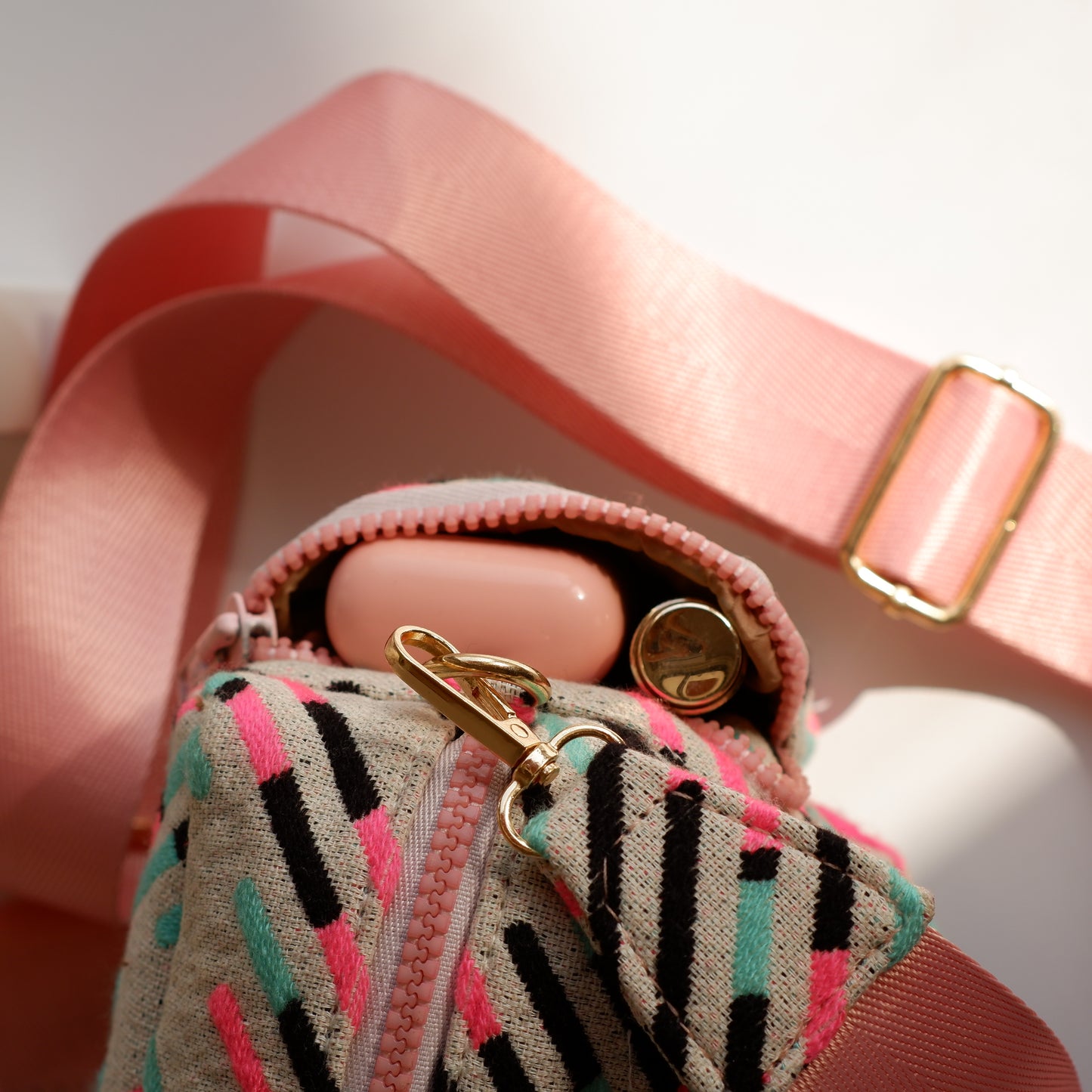 Bubblegum Pink Multi Pocket Sling Bag