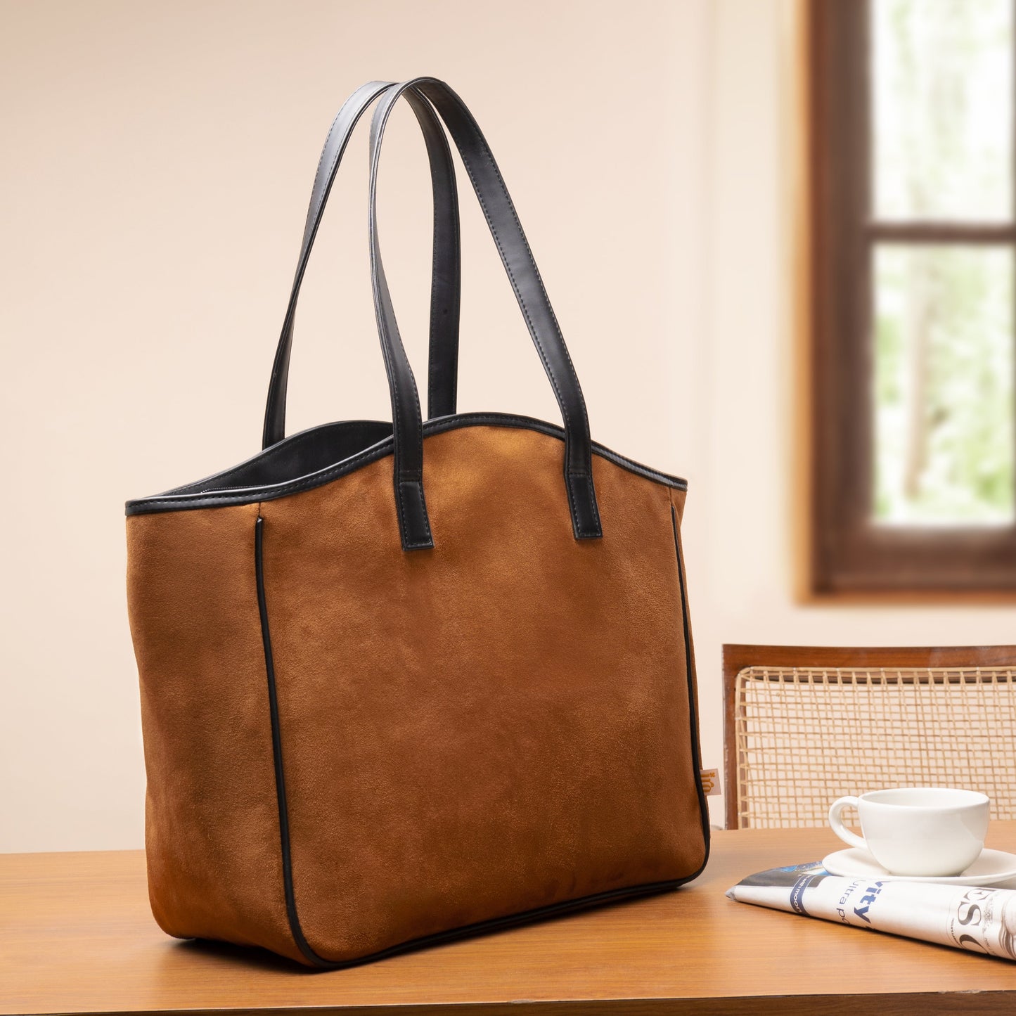 Savannah Suede Tote- Tan