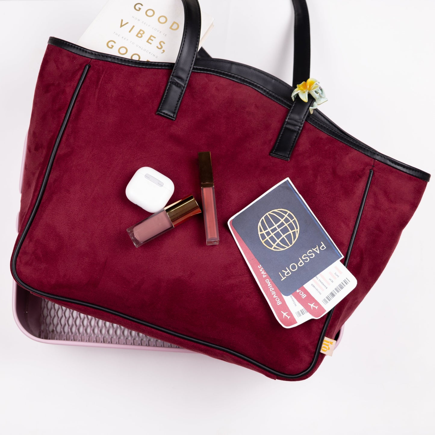 Savannah Suede Tote- Wine