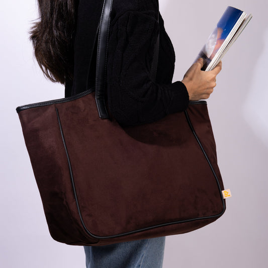 Savannah Suede Tote- Umber