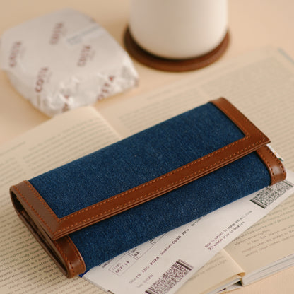 Dark Denim Accordion Clutch