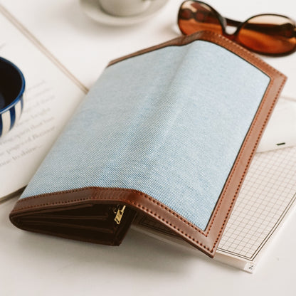 Light Denim Accordion Clutch