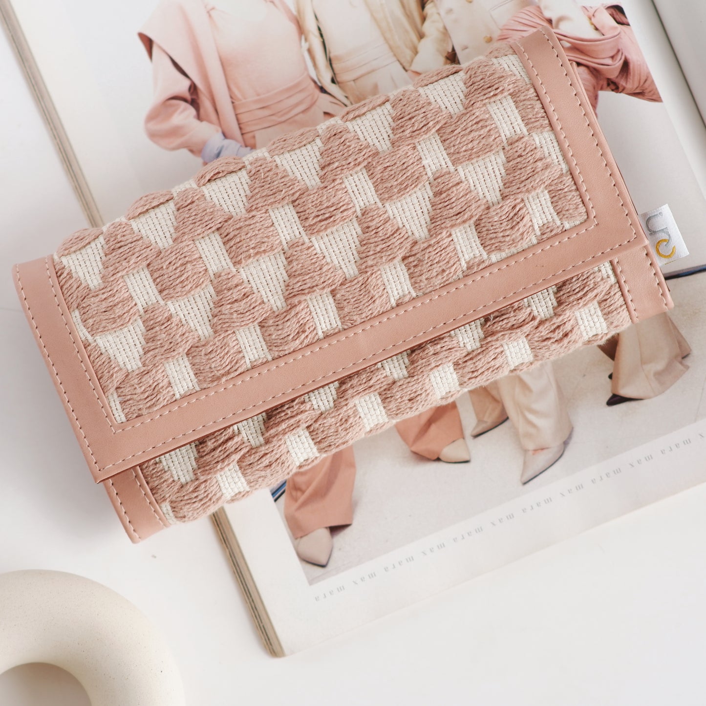 Salmon Pink Accordion Clutch