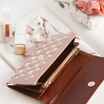 Salmon Pink Accordion Clutch