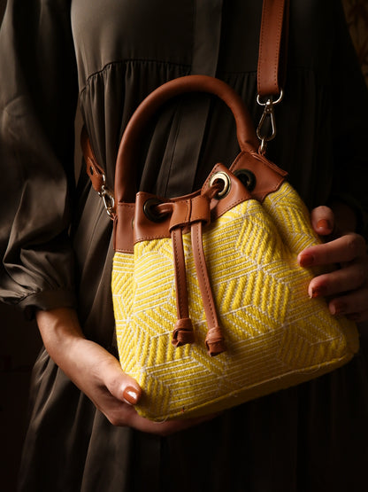 Yellow Mini Drawstring Sling Bag