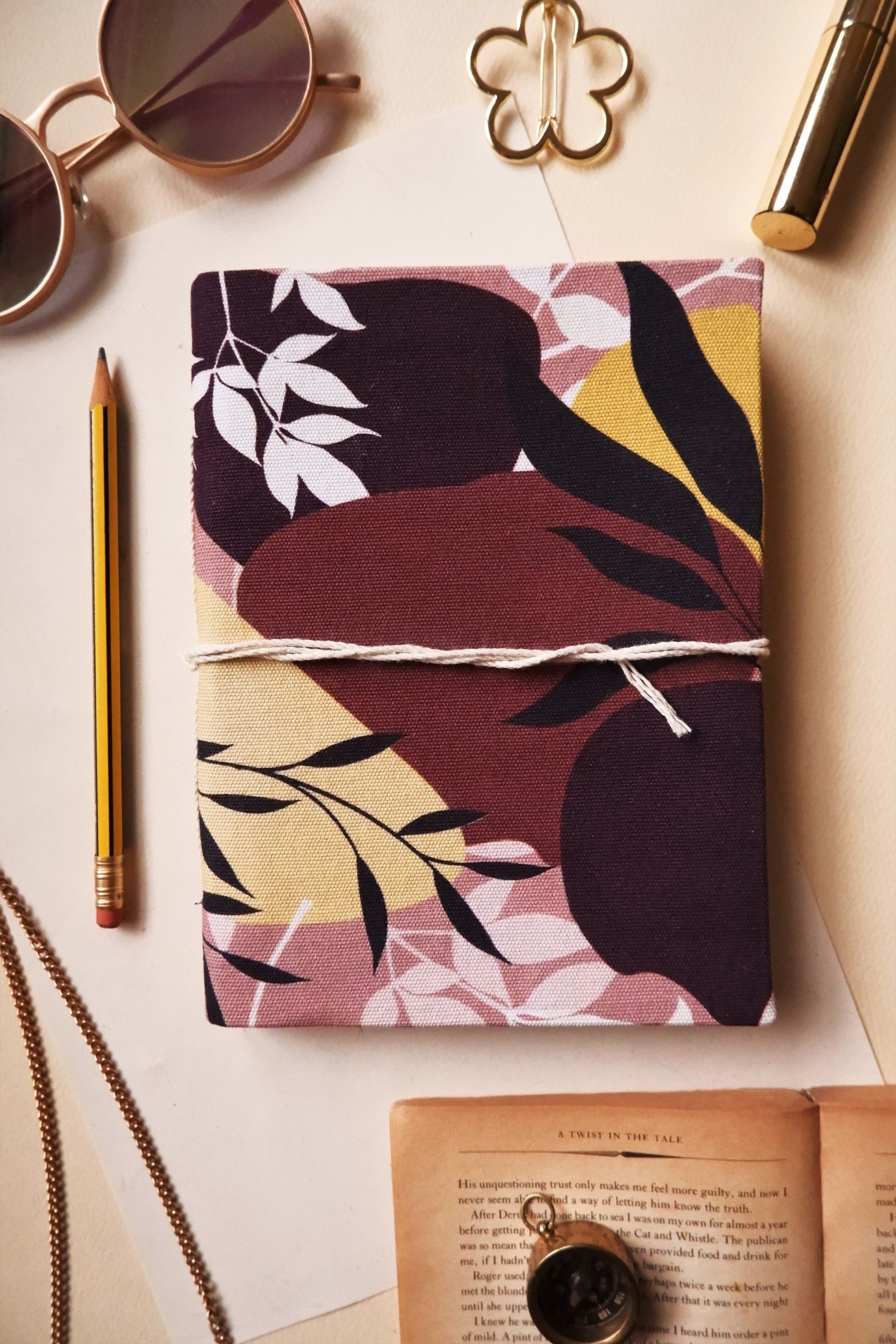 Maroon Floral Tie Up Diary