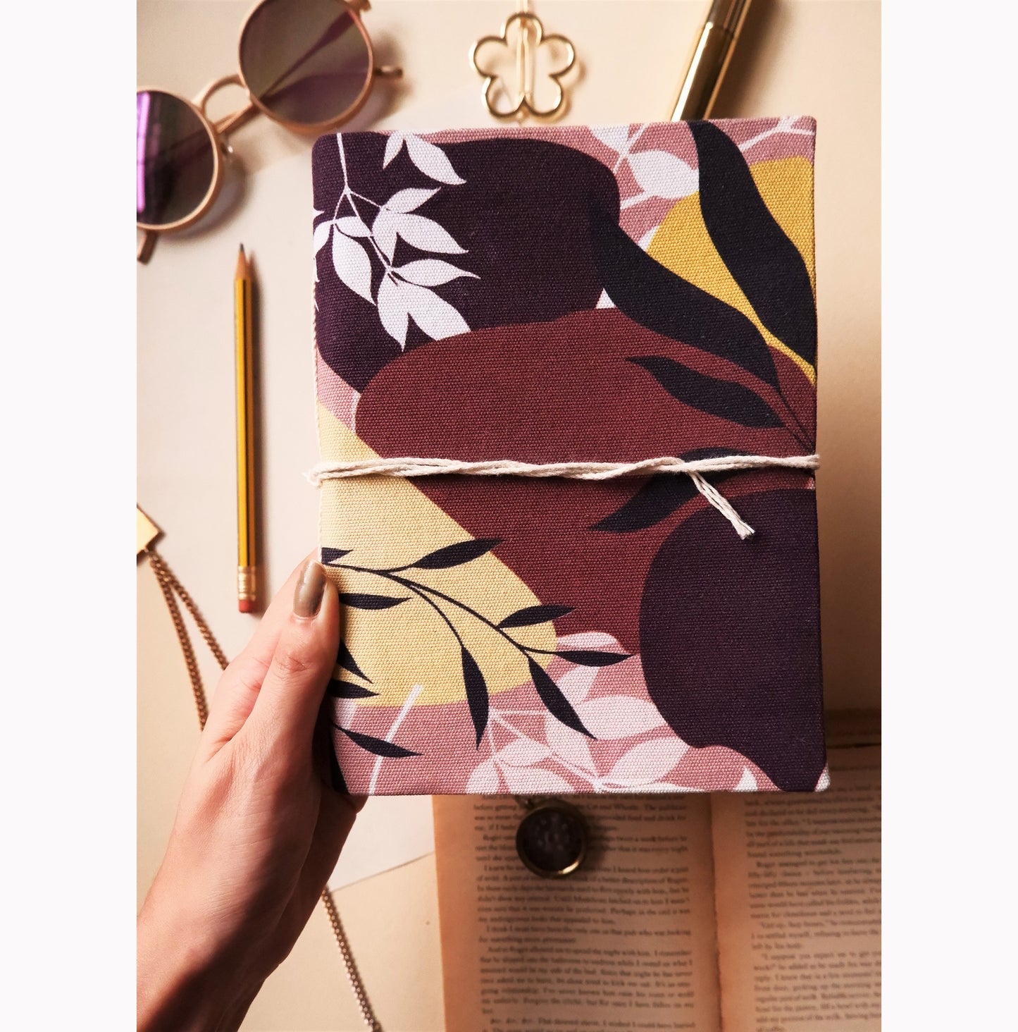 Maroon Floral Tie Up Diary