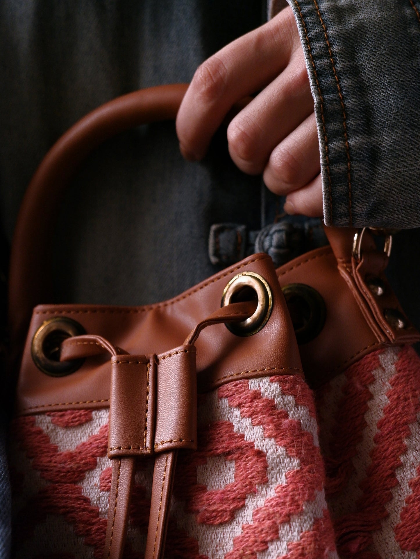 Rust Mini Drawstring Sling Bag