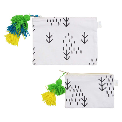 Abstract Monochrome Tassel Pouch - Set of 4