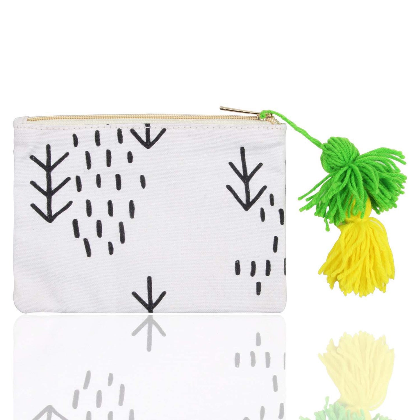 Abstract Monochrome Tassel Pouch - Set of 2